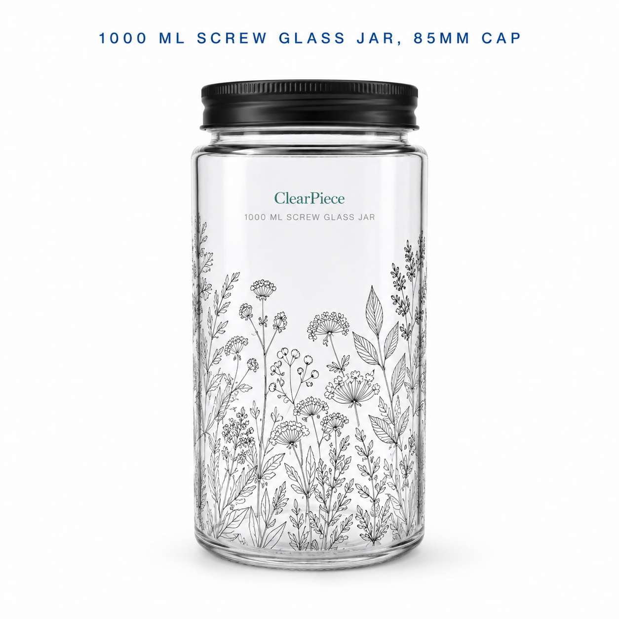 1000 ml Screw Glass Jar, 85mm Closure view 3