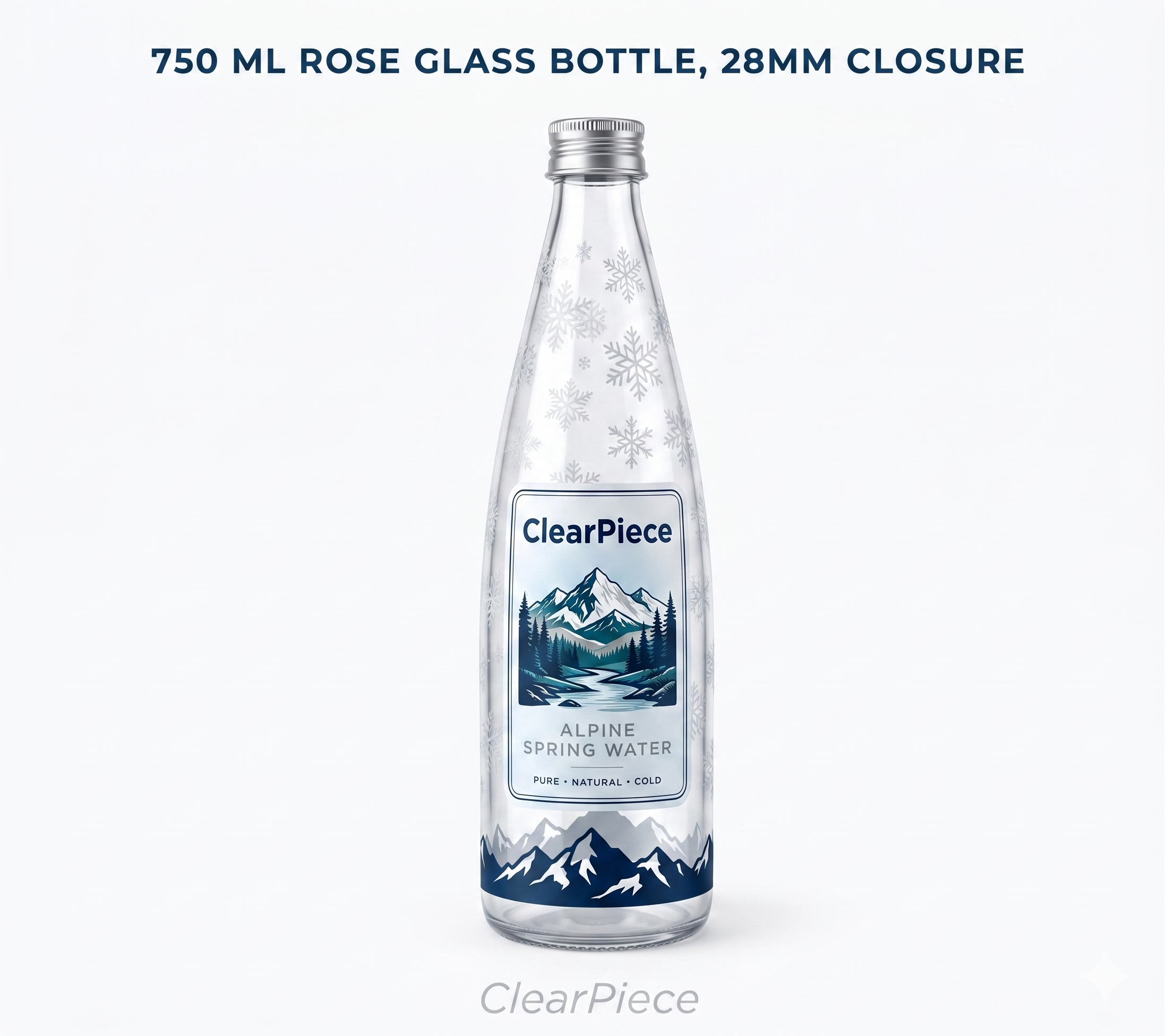 750 ml Rose Glass Bottle, 28mm Closure view 3