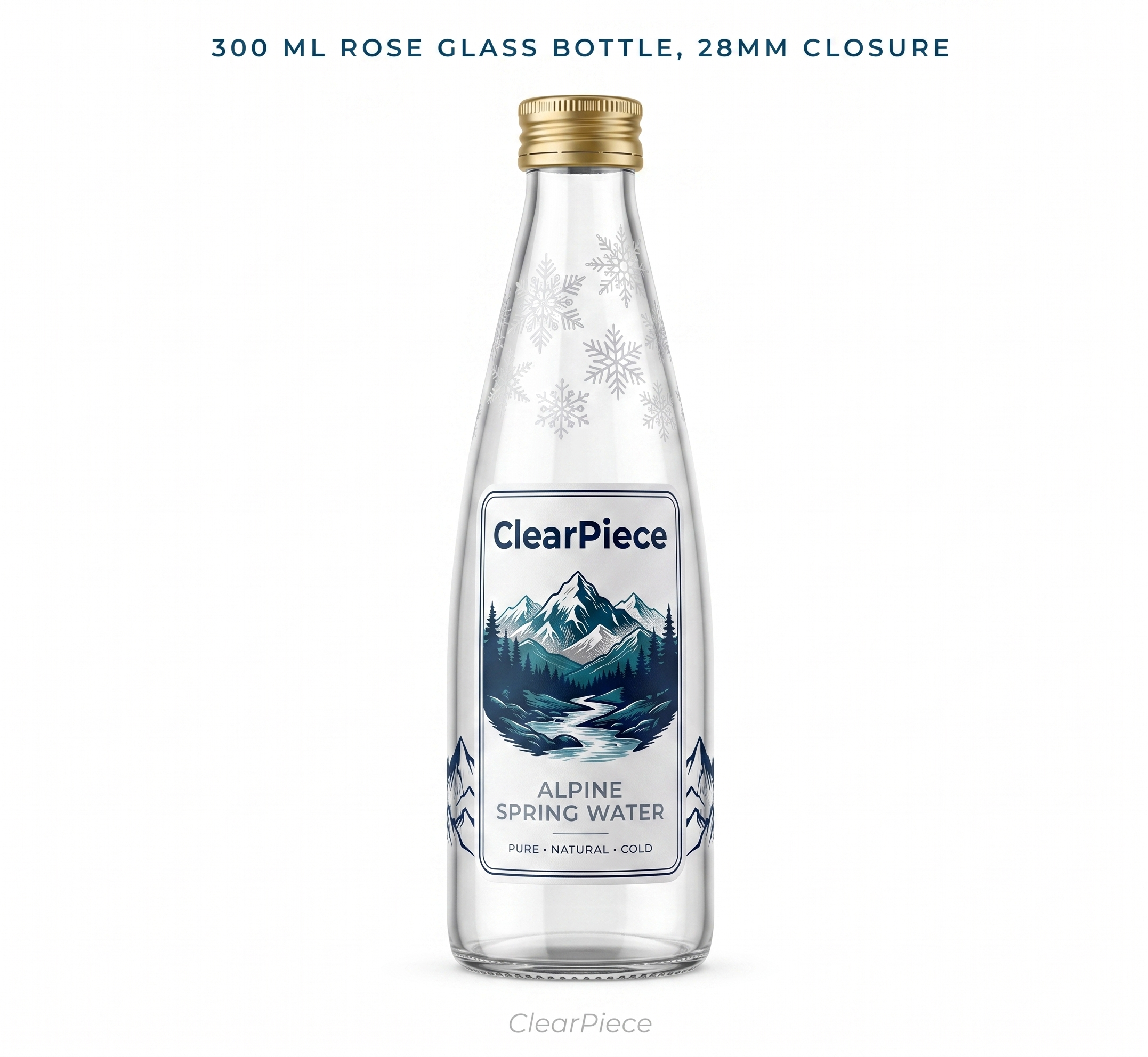 300 ml Rose Glass Bottle, 28mm Closure view 3