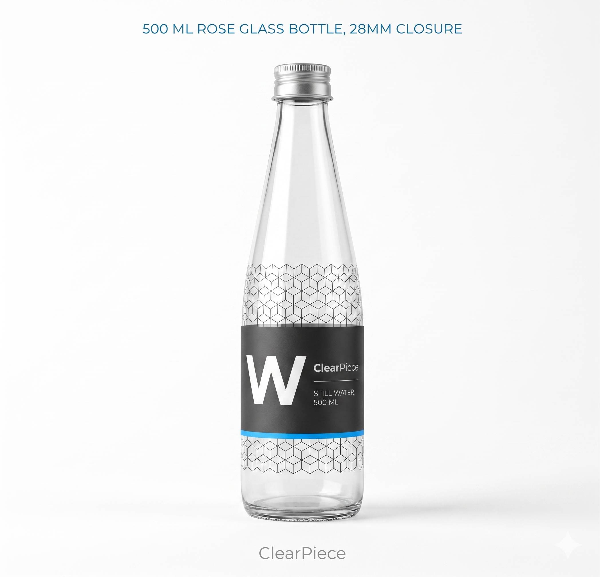 500 ml Rose Glass Bottle, 28 mm Closure view 3