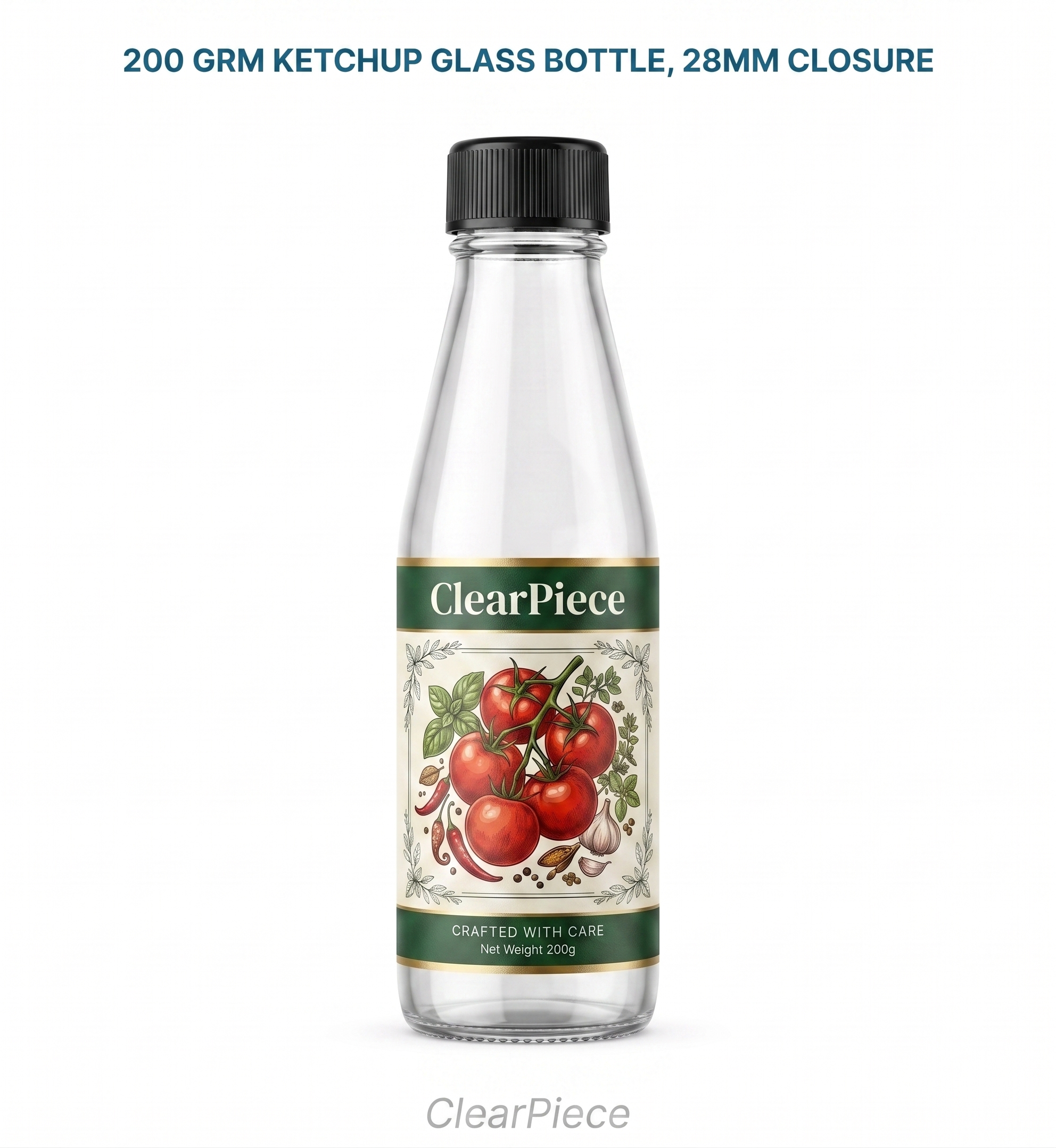 200 grm Ketchup Glass Bottle, 28mm Closure view 3