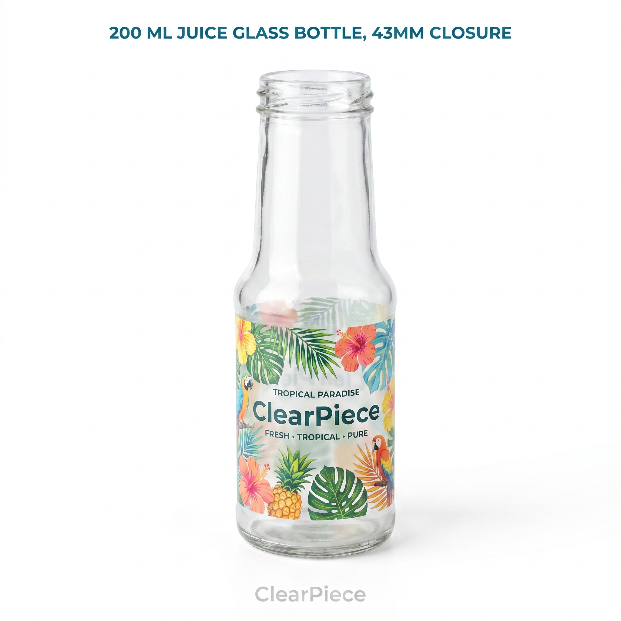 200 ml Juice Glass Bottle, 43 mm Closure view 3
