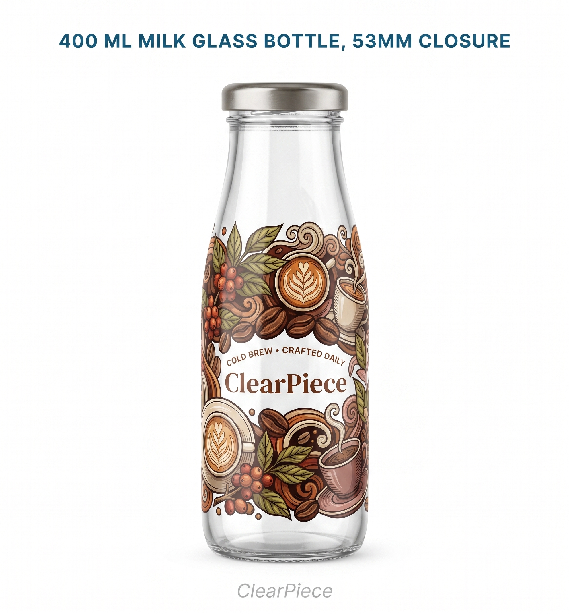 400 ml Milk Glass Bottle, 53mm Closure view 3