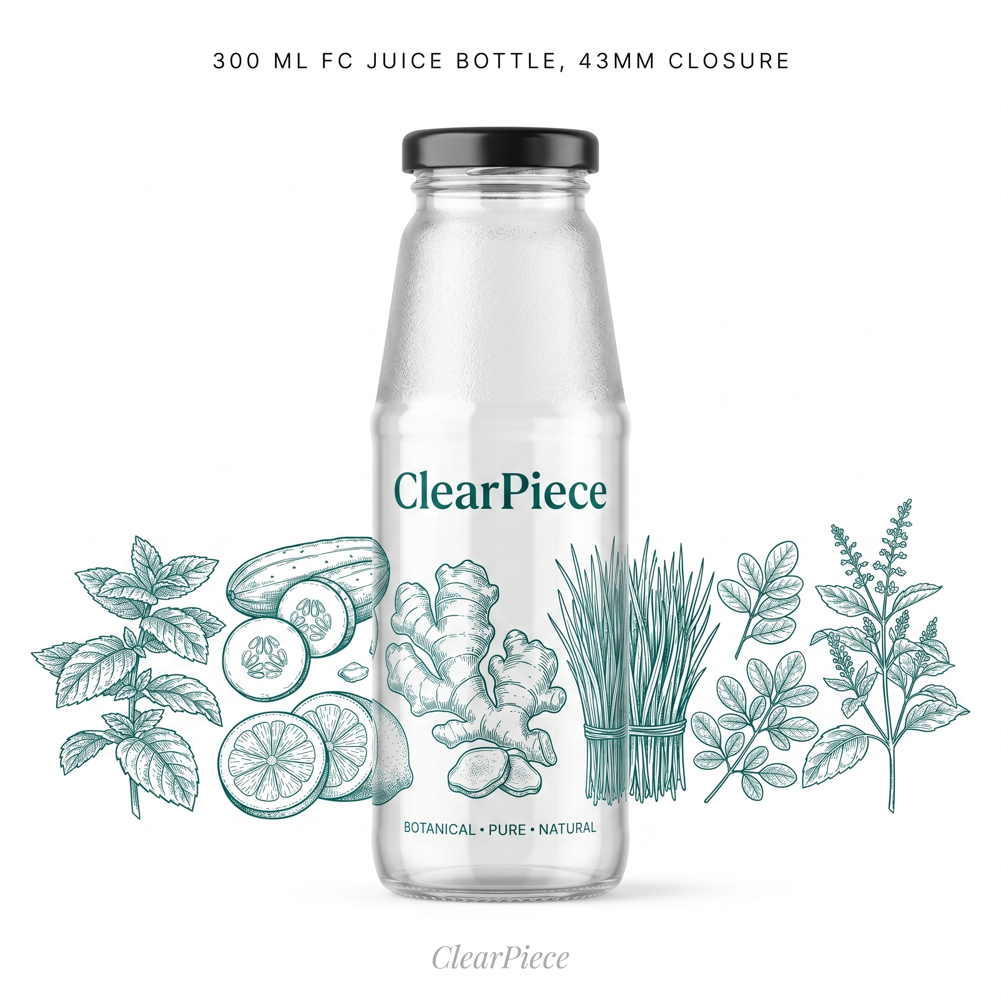 300 ml FC Juice Glass Bottle, 43mm Closure view 3