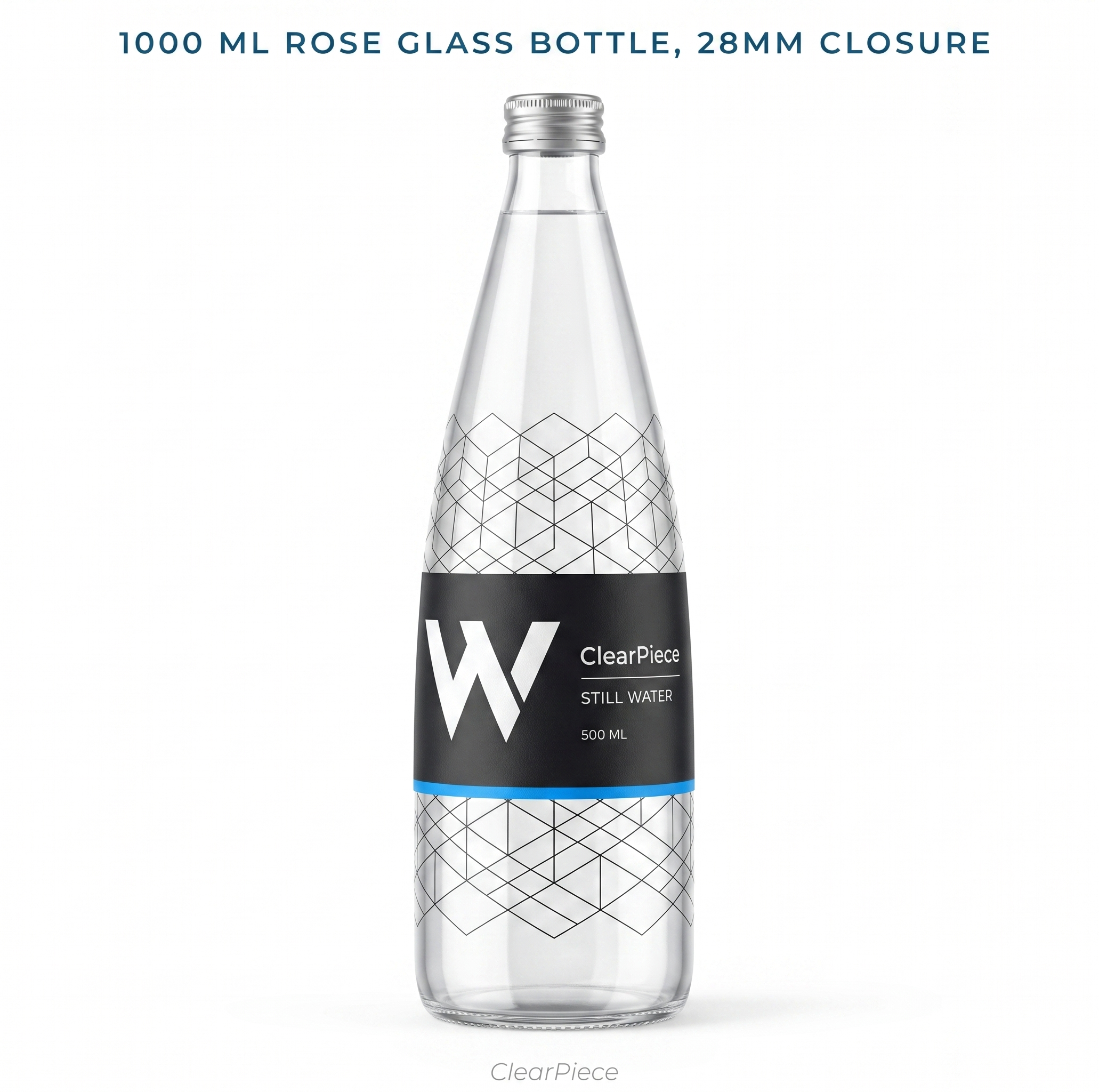 1000 ml Rose Glass Bottle, 28mm Closure view 3