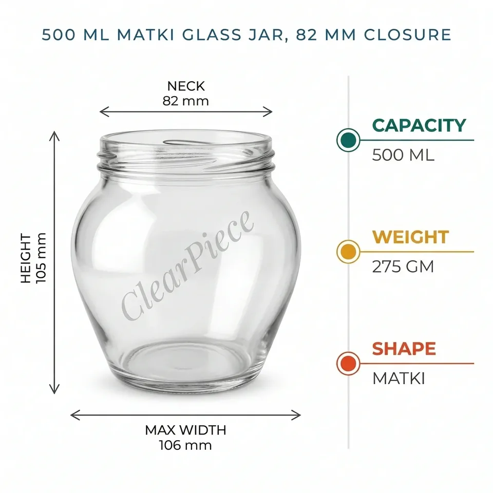 500 ml Matki Glass Jar 82mm Closure view 2