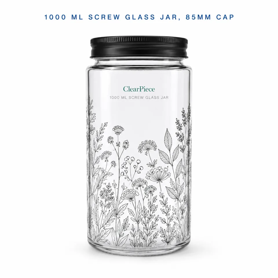 1000 ml Screw Glass Jar, 85mm Closure view 3