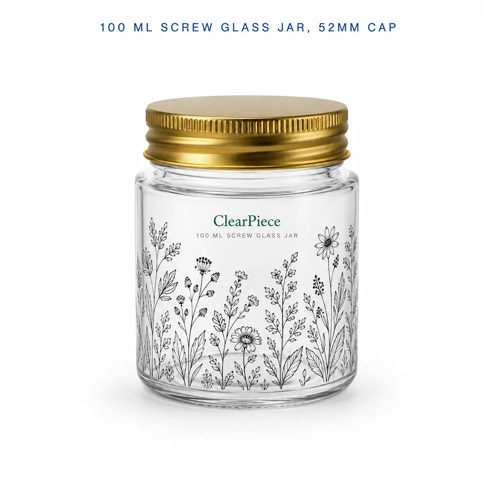 100 ml Screw Glass Jar, 52mm Closure view 3