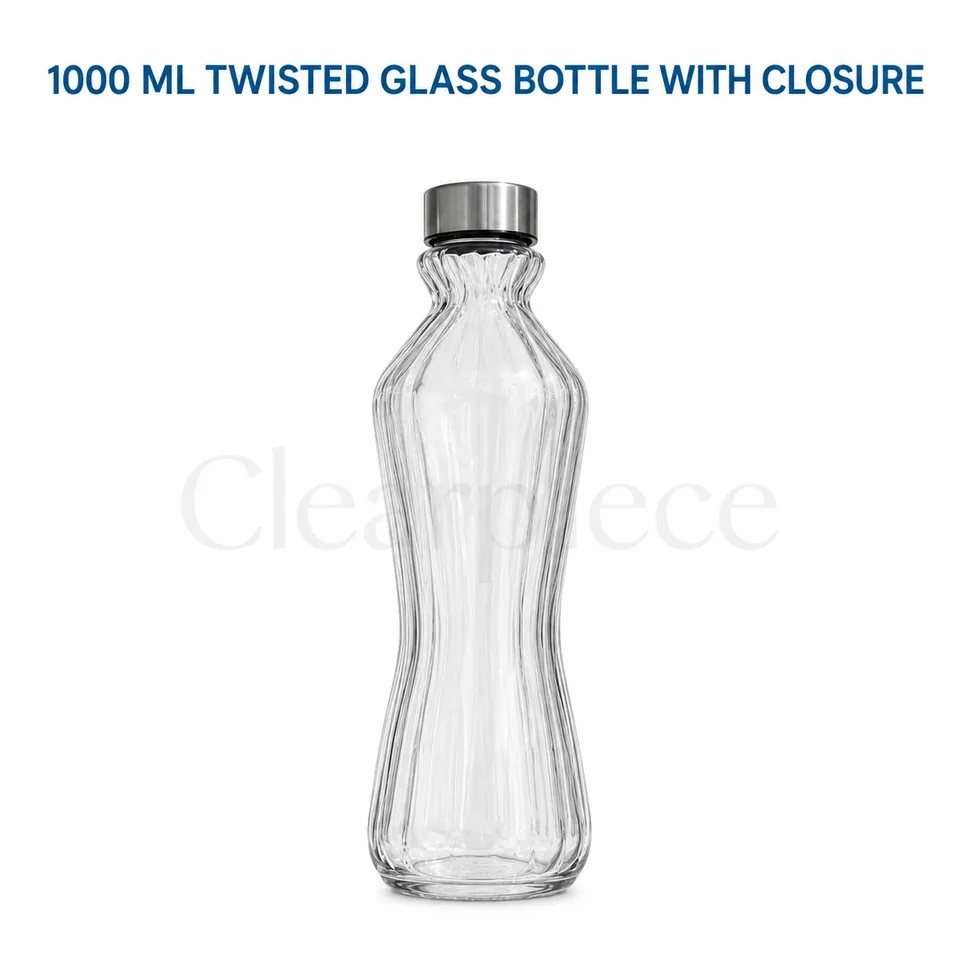 1000ml Twisted Glass Bottle with Closure view 1