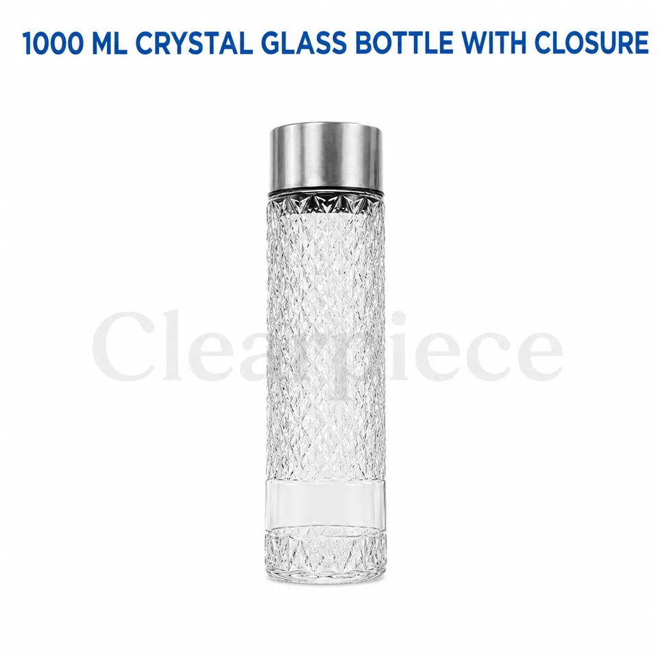 1000ml Crystal Glass Water Bottle with Closure view 1