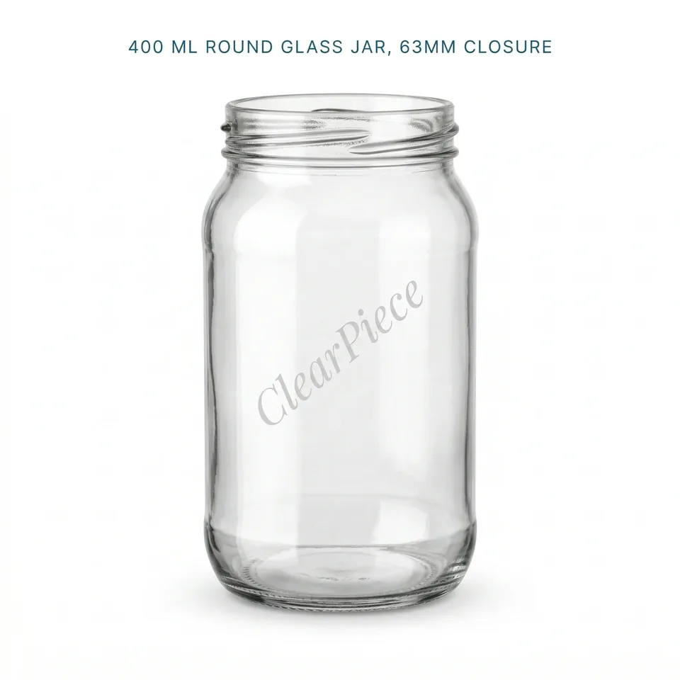 400 ml Round Glass Jar, 63mm Closure view 1