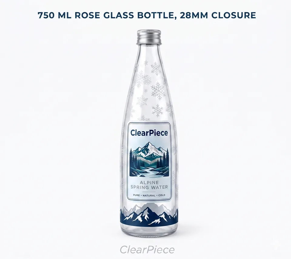 750 ml Rose Glass Bottle, 28mm Closure view 3