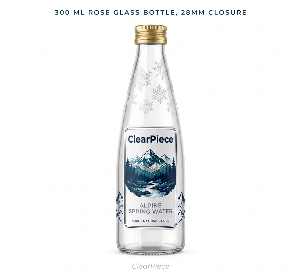 300 ml Rose Glass Bottle, 28mm Closure view 3