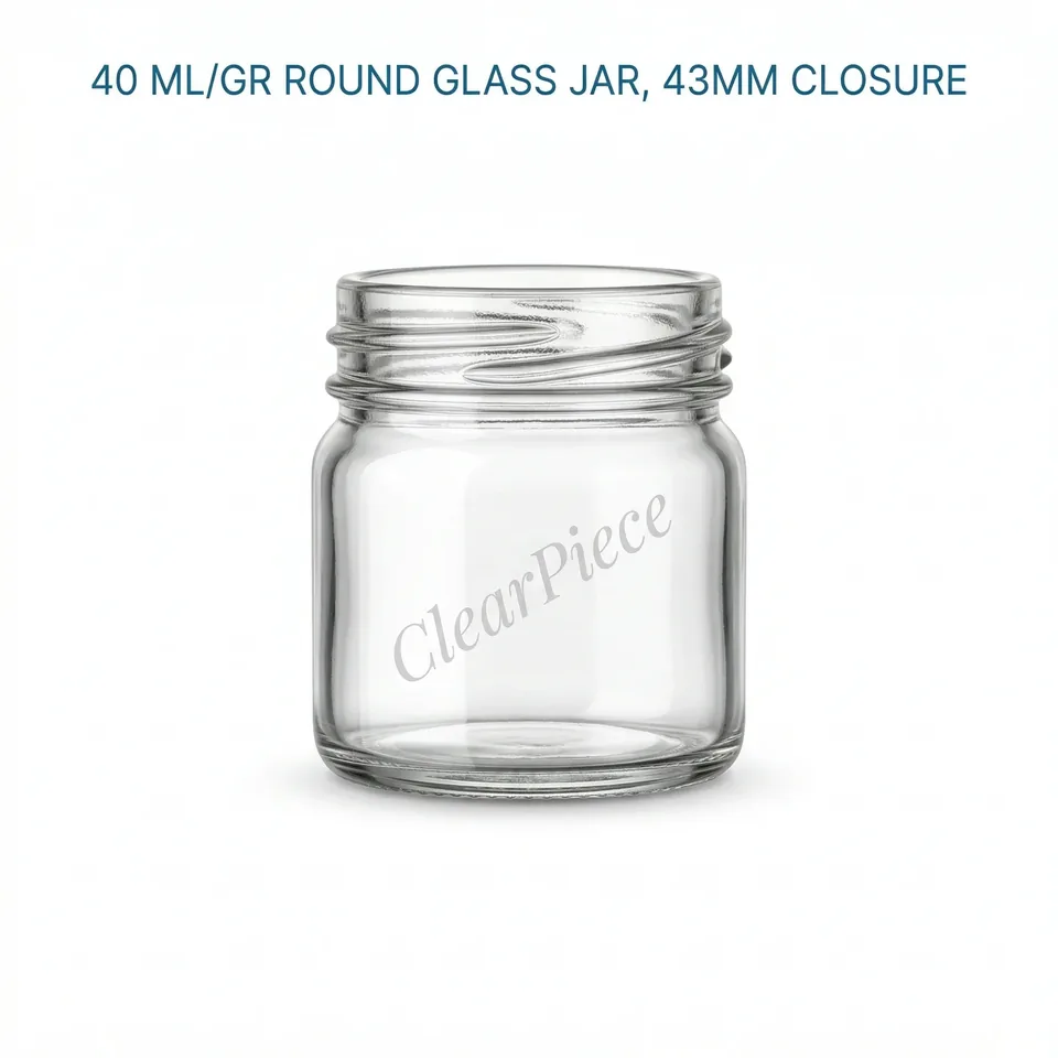 40 ml Round Glass Jar, 43mm Closure view 1