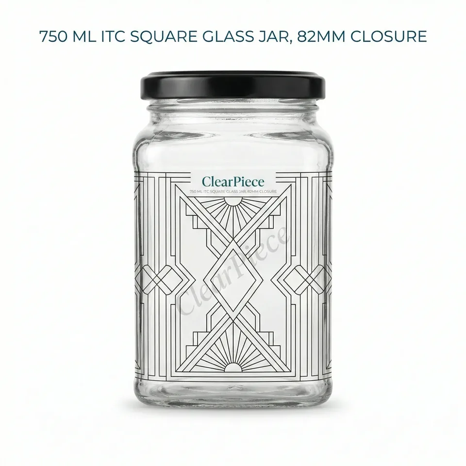 750 ml ITC Square Glass Jar, 82mm Closure view 3