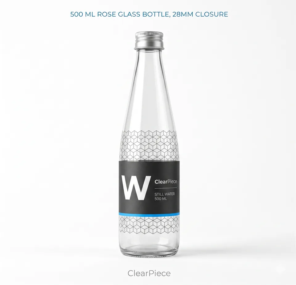 500 ml Rose Glass Bottle, 28 mm Closure view 3