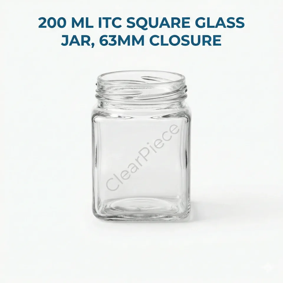 200 ml ITC Square Glass Jar, 63mm Closure view 1