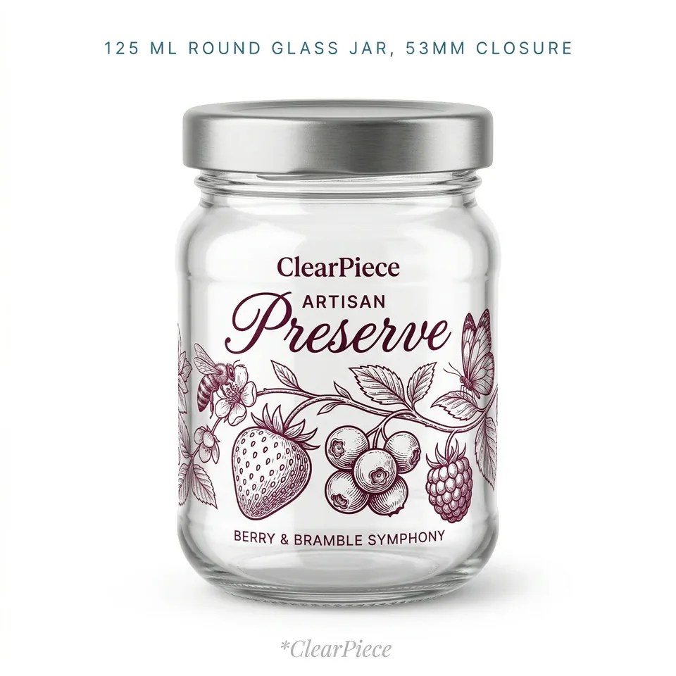 125 ml Round Glass Jar 53mm Closure view 3