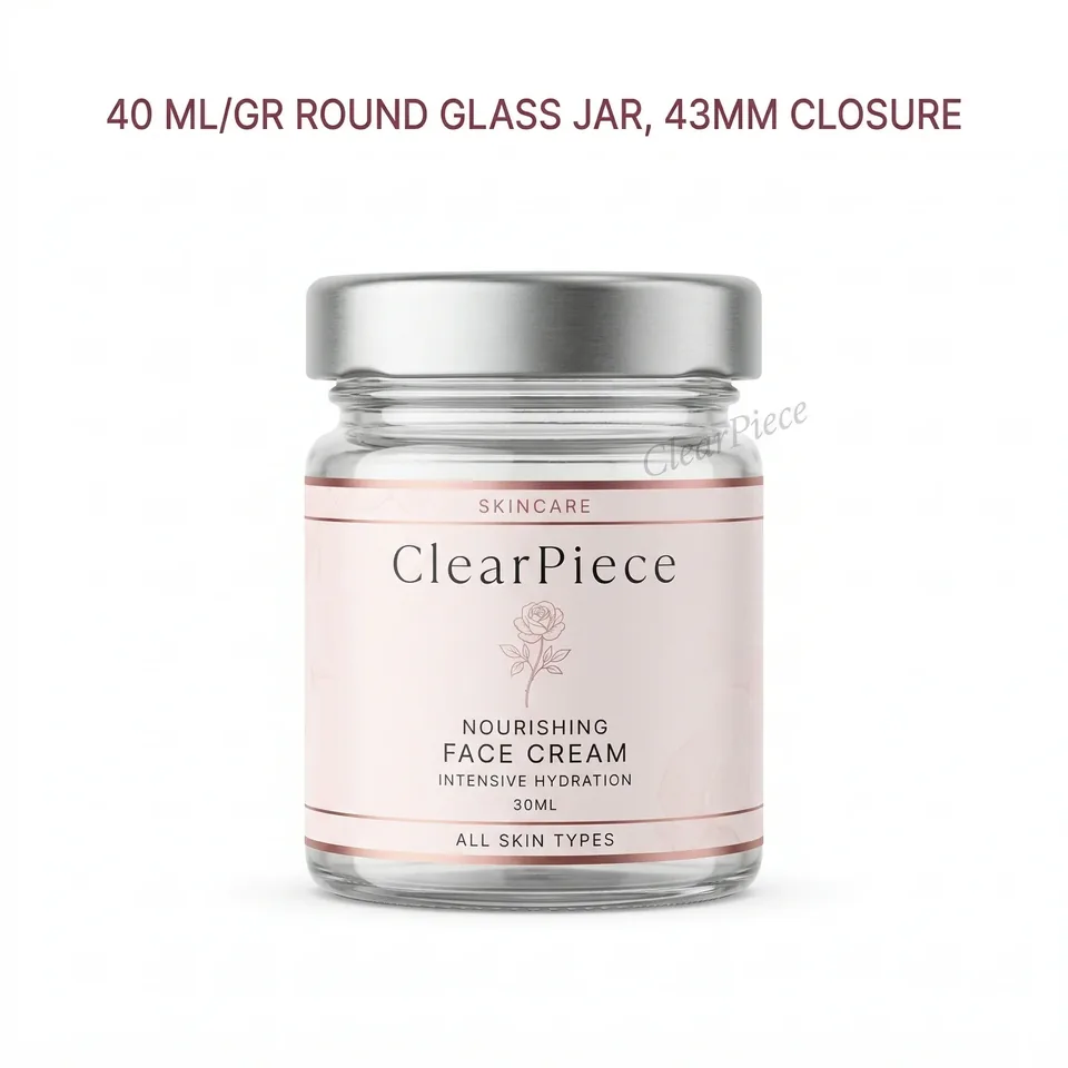 40 ml Round Glass Jar, 43mm Closure view 3