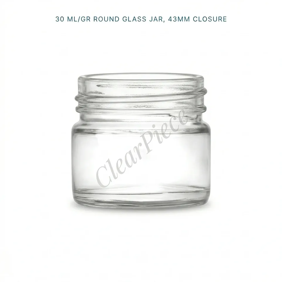 30 ml Round Glass Jar, 43mm Closure view 1