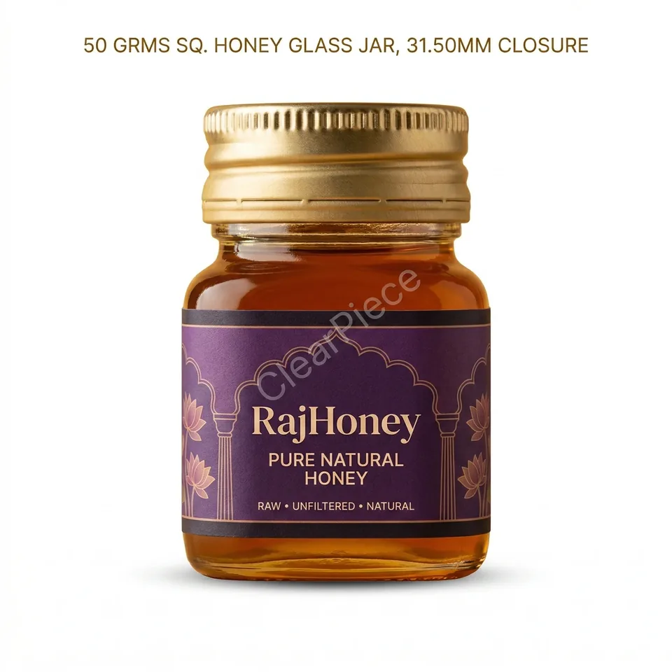 50 Grms Sq. Honey Glass Jar, 31.50 mm Closure view 3