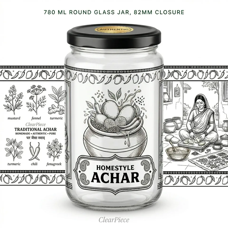 780 ml Round Glass Jar, 82mm Closure view 3