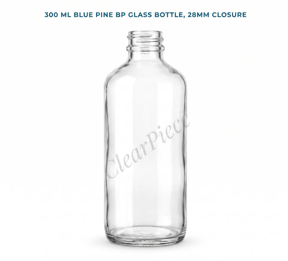 300 ml Blue Pine BP Glass Bottle, 28mm Closure view 1