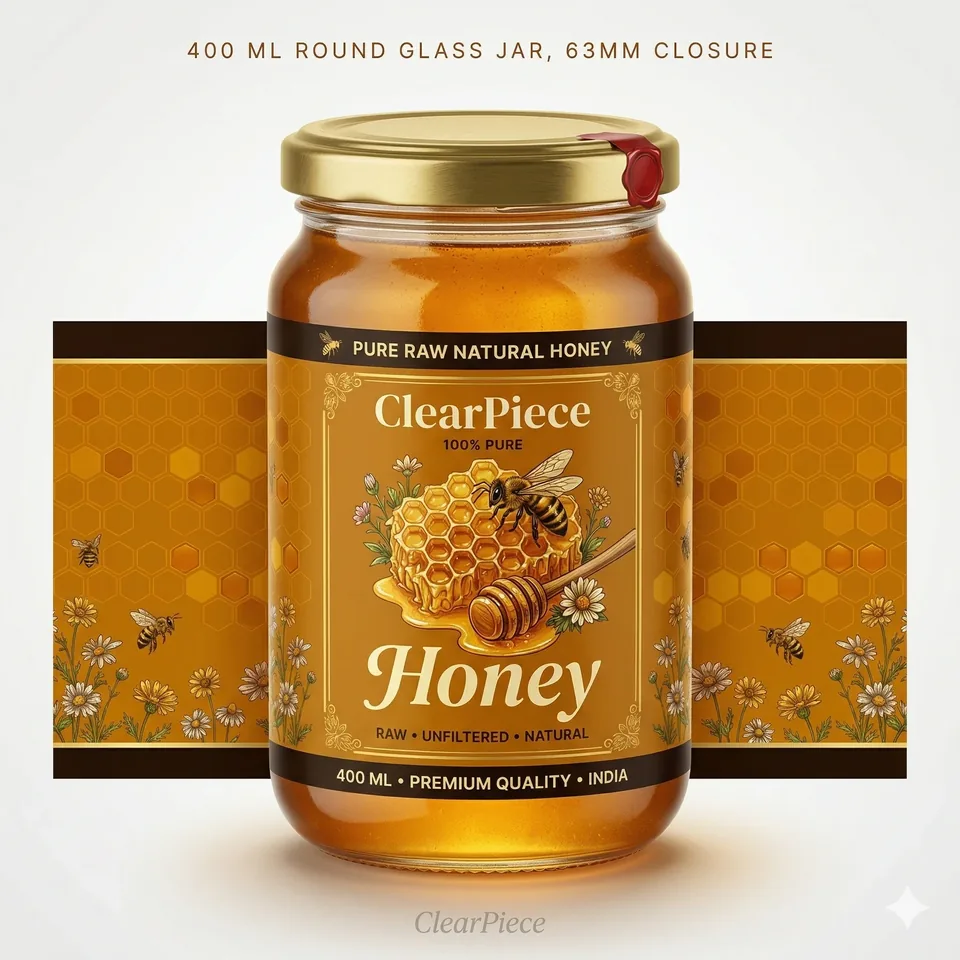 400 ml Round Glass Jar, 63mm Closure view 3