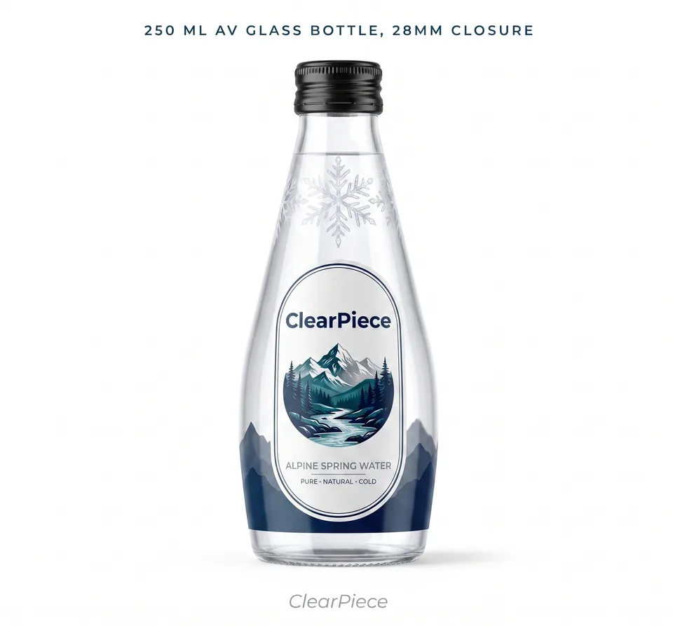 250 ml AV Glass Bottle, 28mm Closure view 3