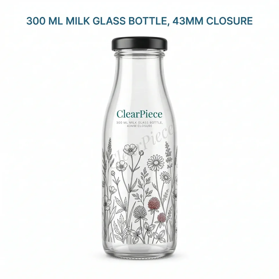 300 ml Milk Glass Bottle 43mm Closure view 3