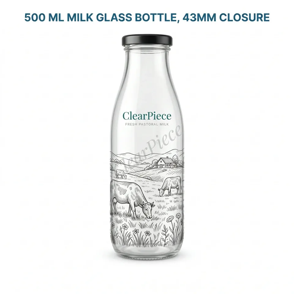 500 ml Milk Glass Bottle 43mm Closure view 3
