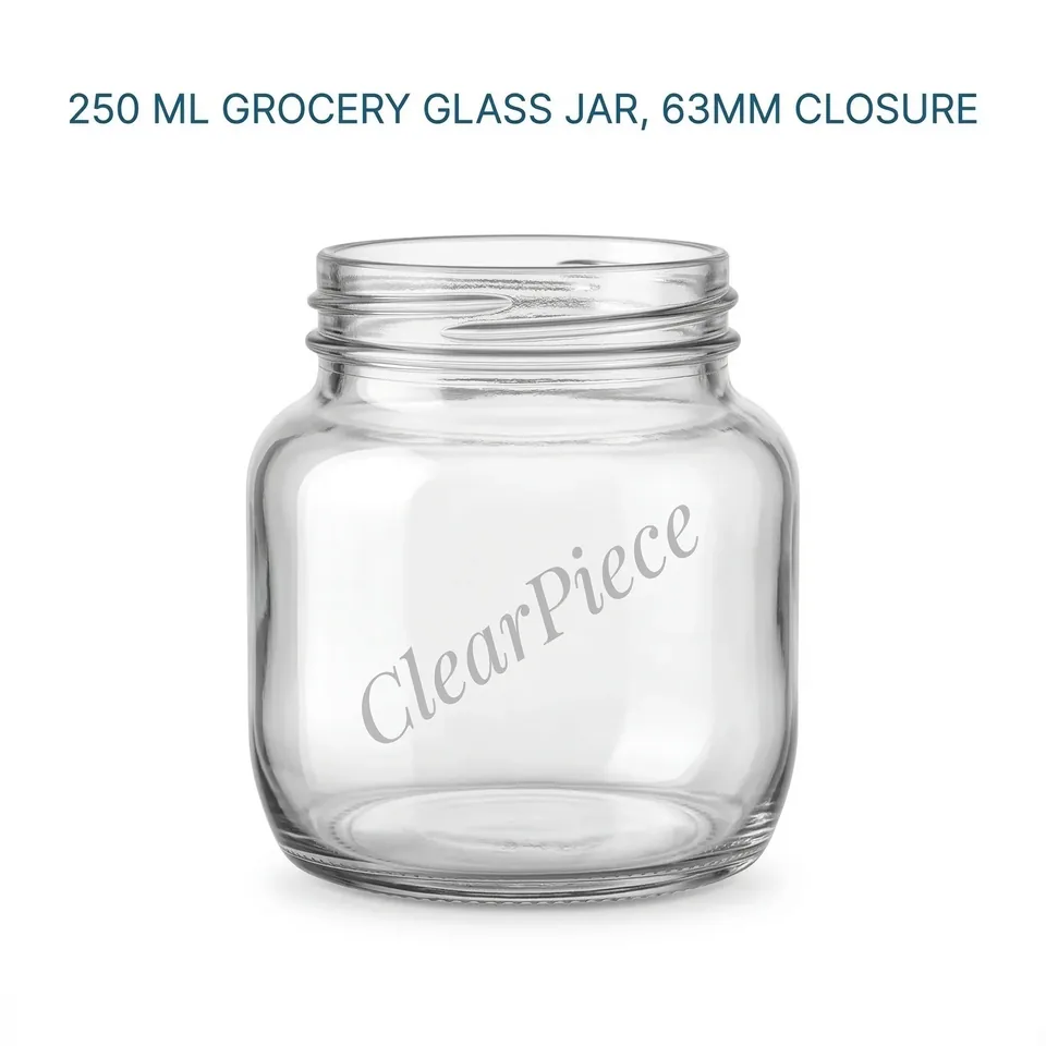 250 ml Grocery Glass Jar with 63mm Red Plastic Closure view 1