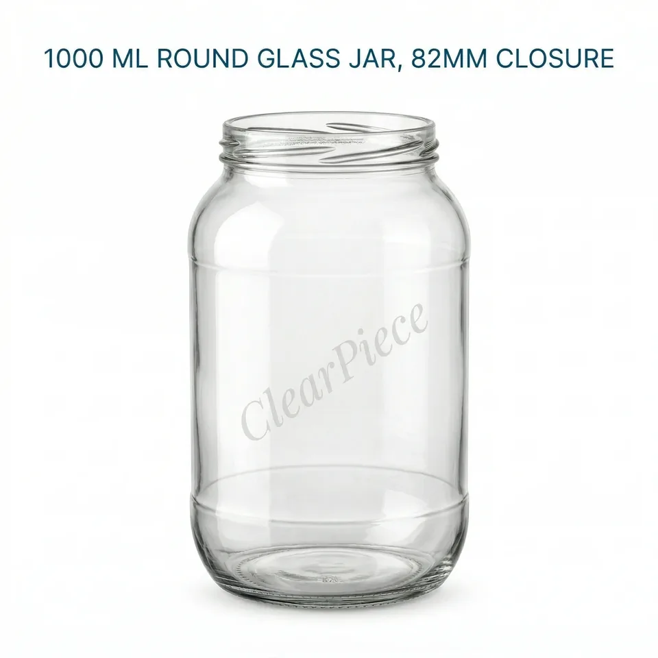 1000 ml Round Glass Jar, 82mm Closure view 1