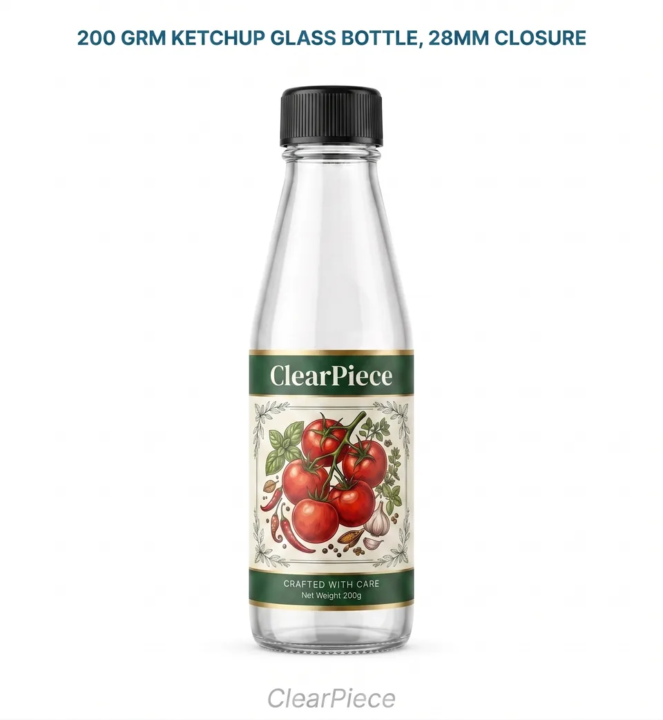 200 grm Ketchup Glass Bottle, 28mm Closure view 3