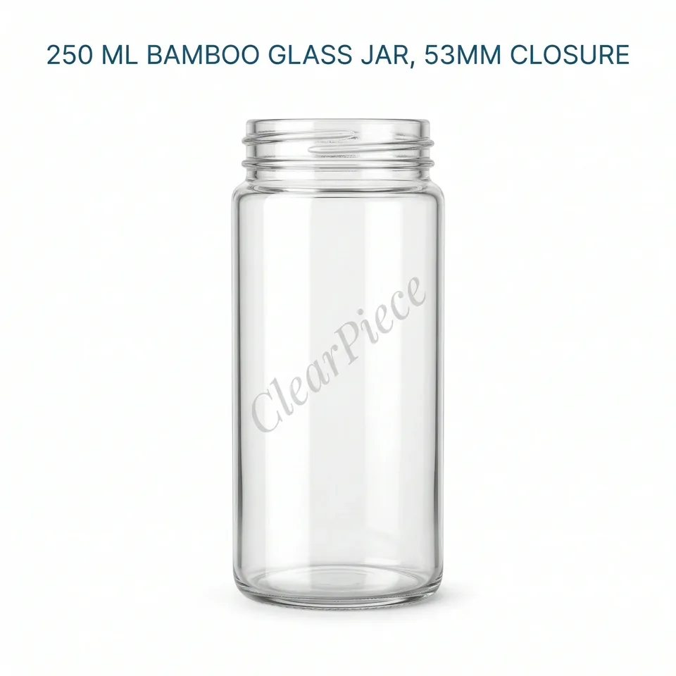 250 ml Bamboo Glass Jar 53mm closure view 1