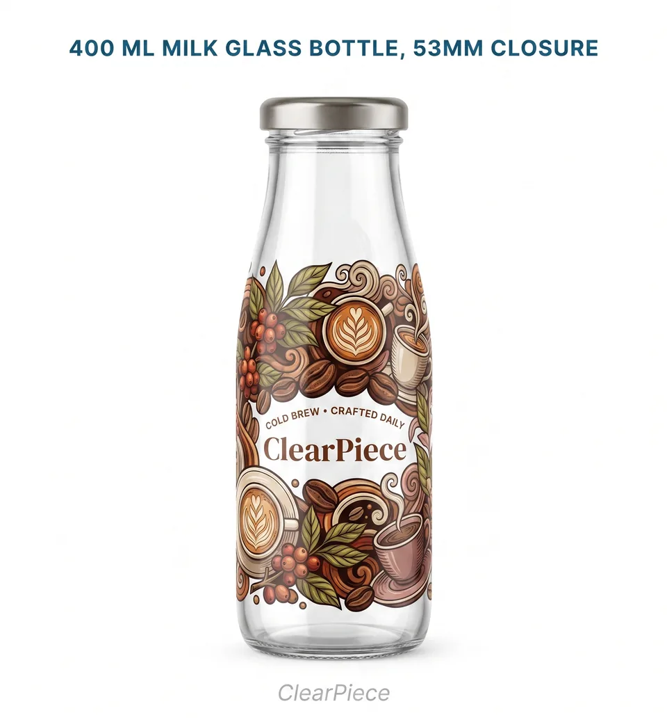 400 ml Milk Glass Bottle, 53mm Closure view 3