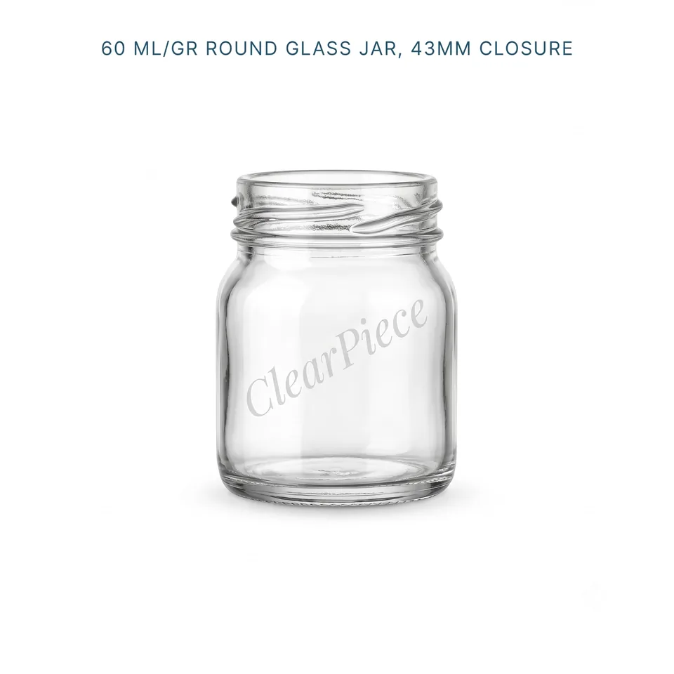 60 ml Round Glass Jar, 43mm Closure view 1