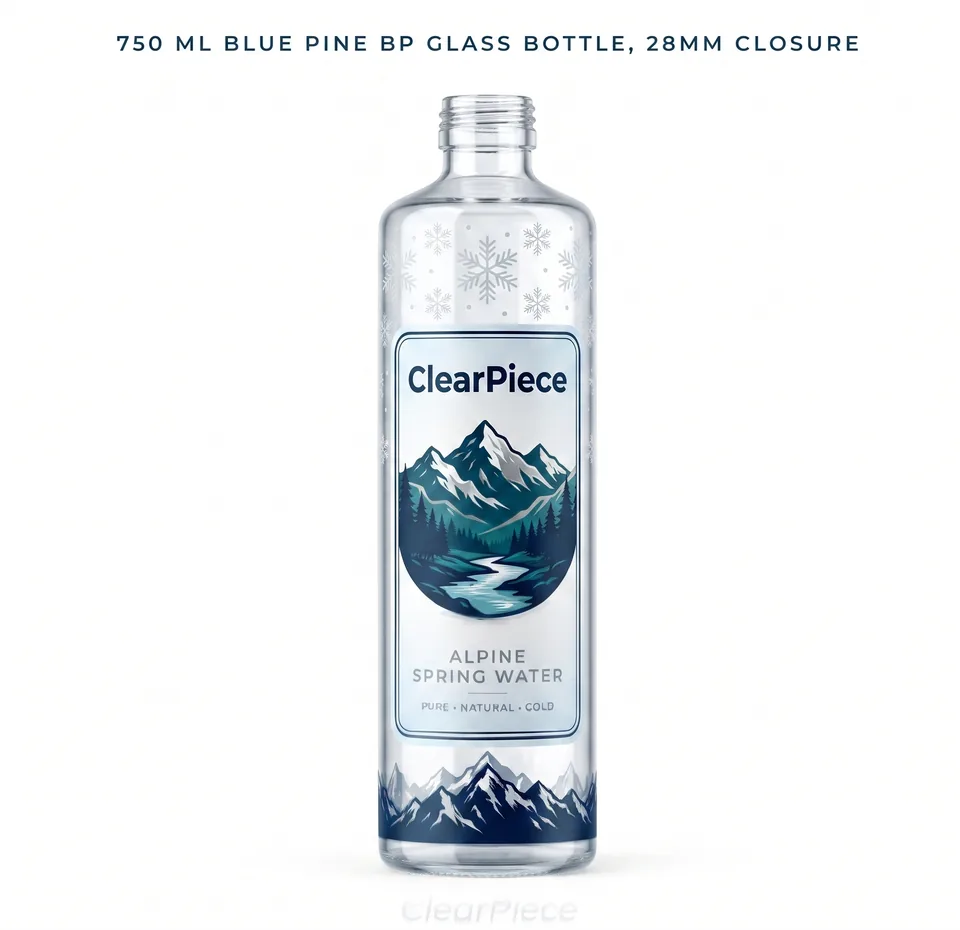 750 ml Blue Pine BP Glass Bottle, 28mm Closure view 3