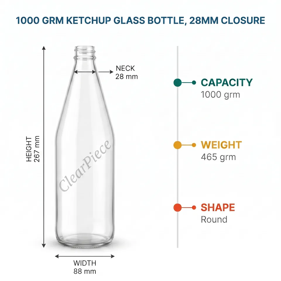 1000 grm Ketchup Bottle. 28mm Closure view 2
