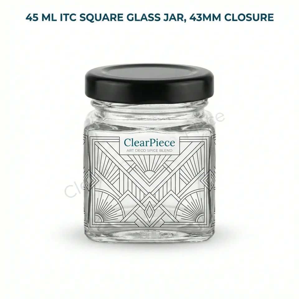 45 ml ITC Square Glass Jar, 43mm Closure view 3