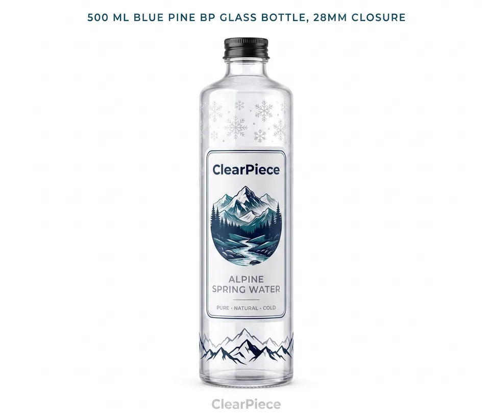 500 ml Blue Pine BP Glass Bottle, 28mm Closure view 3