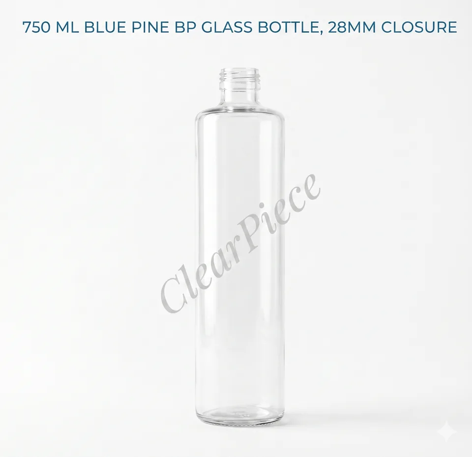 750 ml Blue Pine BP Glass Bottle, 28mm Closure view 1