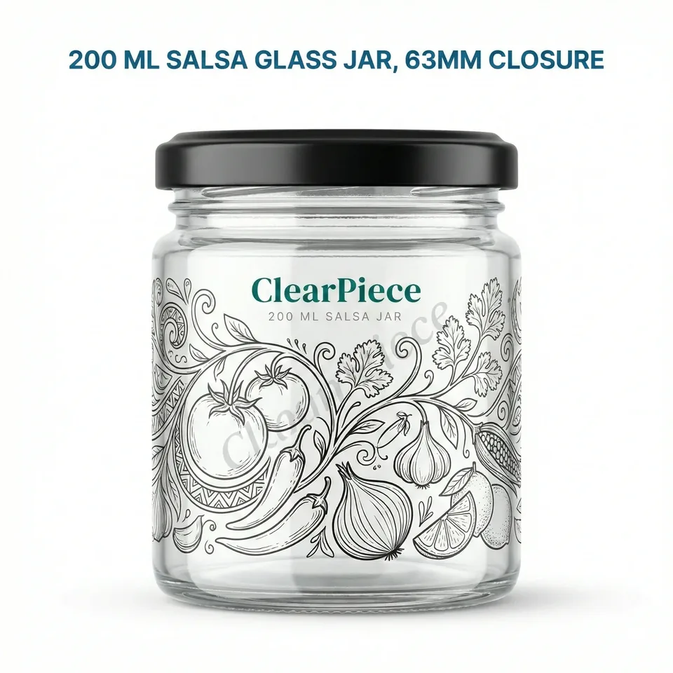 200 ml Salsa Glass Jar 63mm Closure view 3