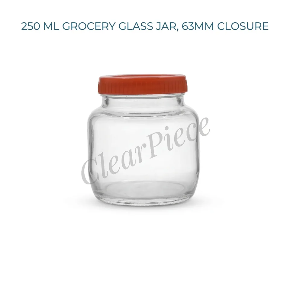 250 ml Grocery Glass Jar with 63mm Red Plastic Closure view 3