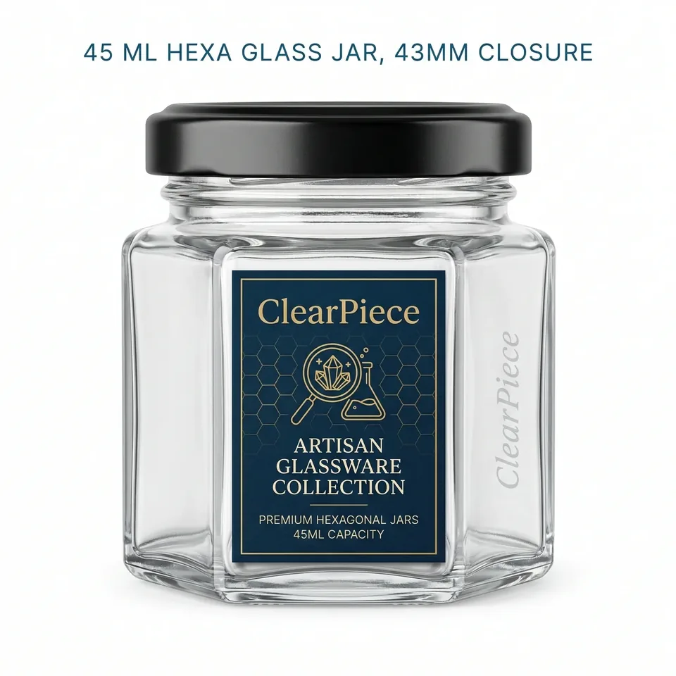 45 ml Hexa Glass Jar 43mm Closure view 3