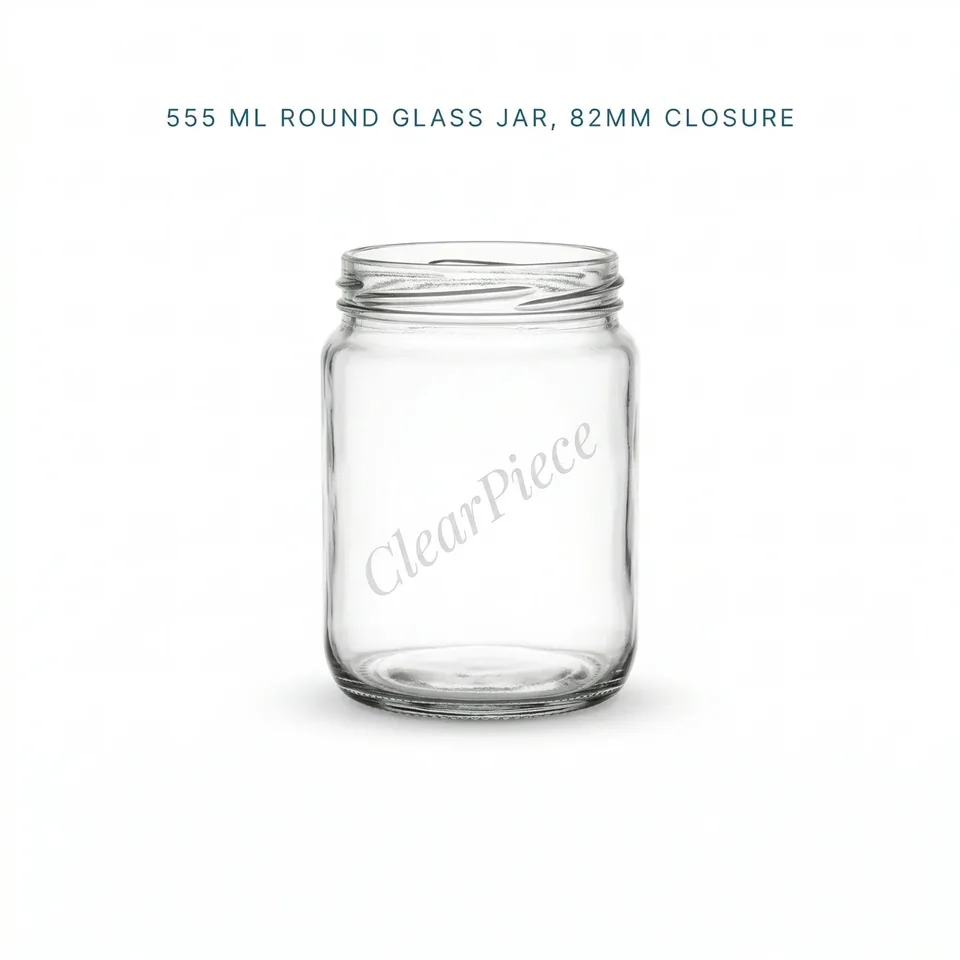555 ml Round Glass Jar, 82mm Closure view 1