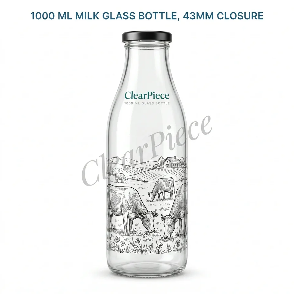1000 ml Milk Glass Bottle 43mm Closure view 3