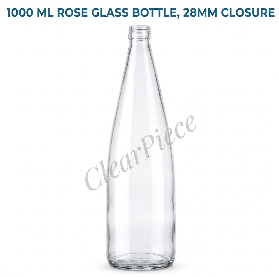 1000 ml Rose Glass Bottle, 28mm Closure view 1