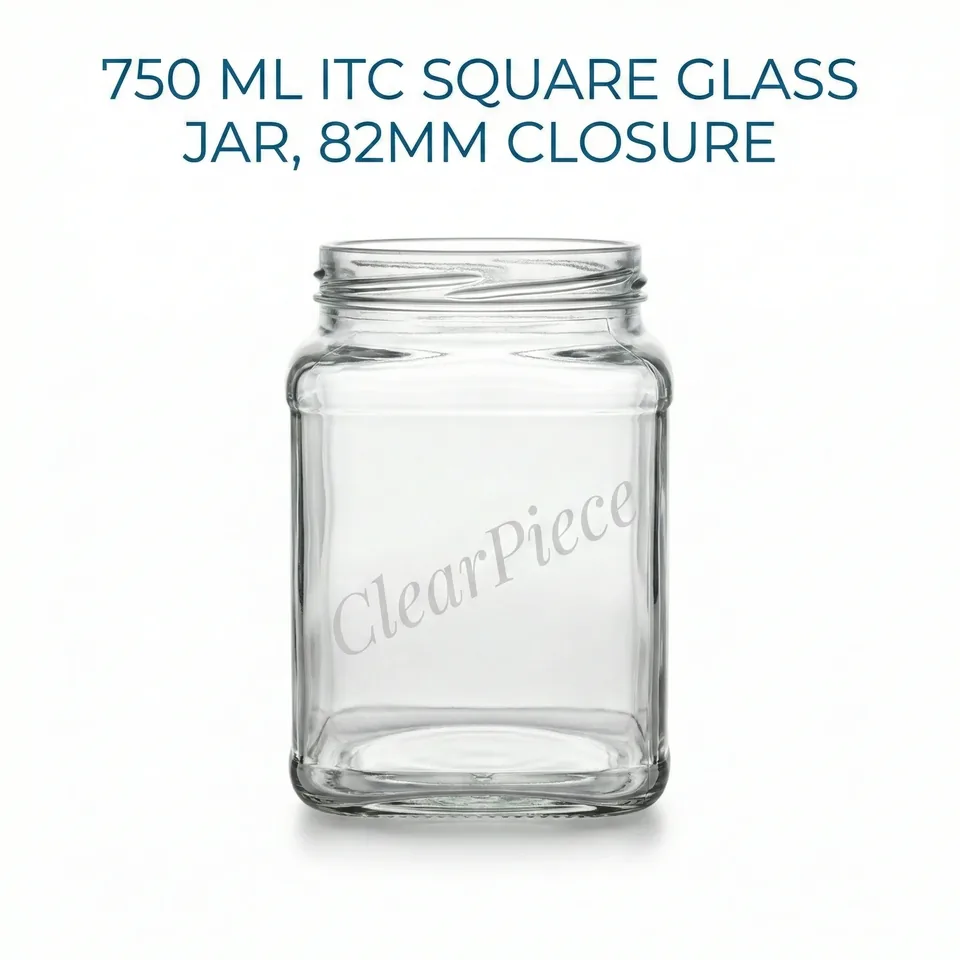 750 ml ITC Square Glass Jar, 82mm Closure view 1