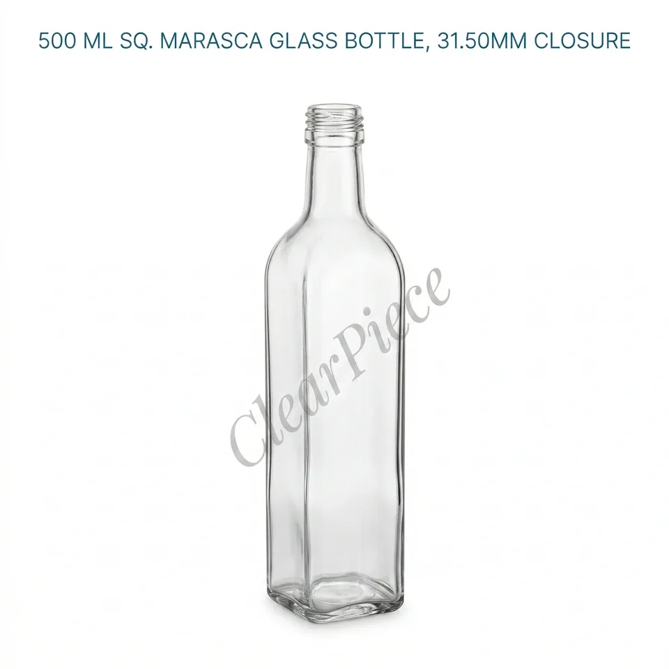 500 ml Sq. Marasca Glass Bottle, 31.50mm Closure view 1